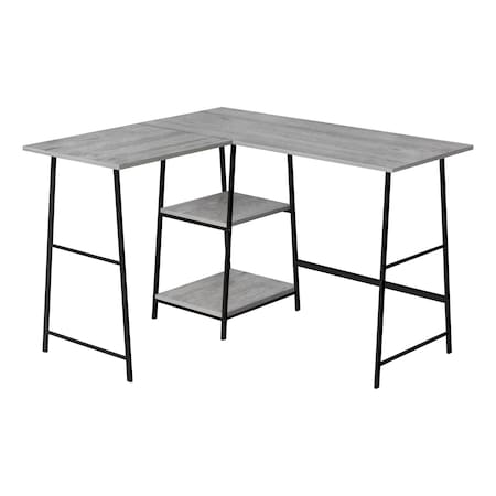 Monarch Specialties Computer Desk, Home Office, Corner, Storage Shelves, 48"L, L Shape, Work, Laptop, Metal, Grey, Black I 7591